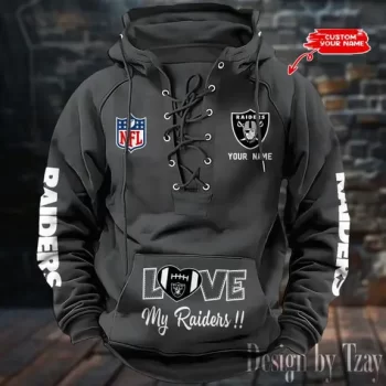 Las Vegas Raiders Hooded Lace-up Vintage Hoodie  RETRO1132
