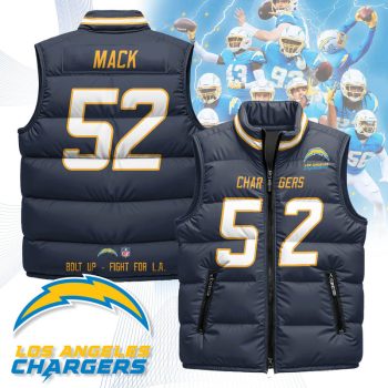 Los Angeles Chargers Unisex Puffer Vest Sleeveless Down Jacket- Navy / Khalil Mack - 52