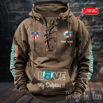 Miami Dolphins Hooded Lace-up Vintage Hoodie  RETRO1119