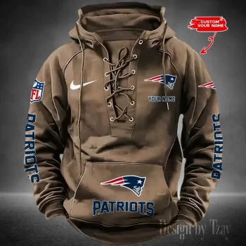 New England Patriots Hooded Lace-up Vintage Hoodie RETRO1098
