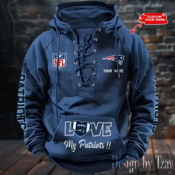 New England Patriots Hooded Lace-up Vintage Hoodie  RETRO1141