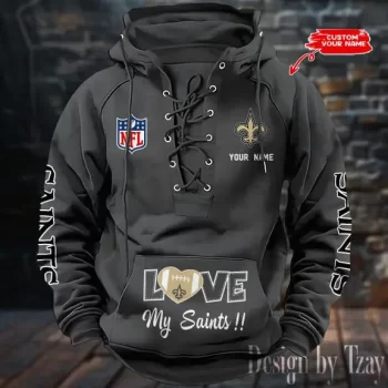 New Orleans Saints Hooded Lace-up Vintage Hoodie  RETRO1134