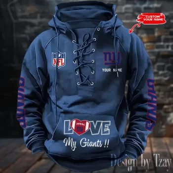 New York Giants Hooded Lace-up Vintage Hoodie  RETRO1121