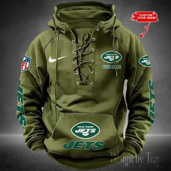 New York Jets Hooded Lace-up Vintage Hoodie RETRO1150