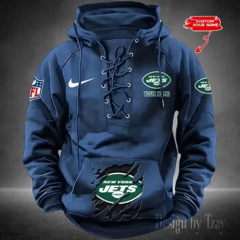 New York Jets Hooded Lace-up Vintage Hoodie RETRO1151