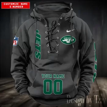 New York Jets Hooded Lace-up Vintage Hoodie RETRO1152