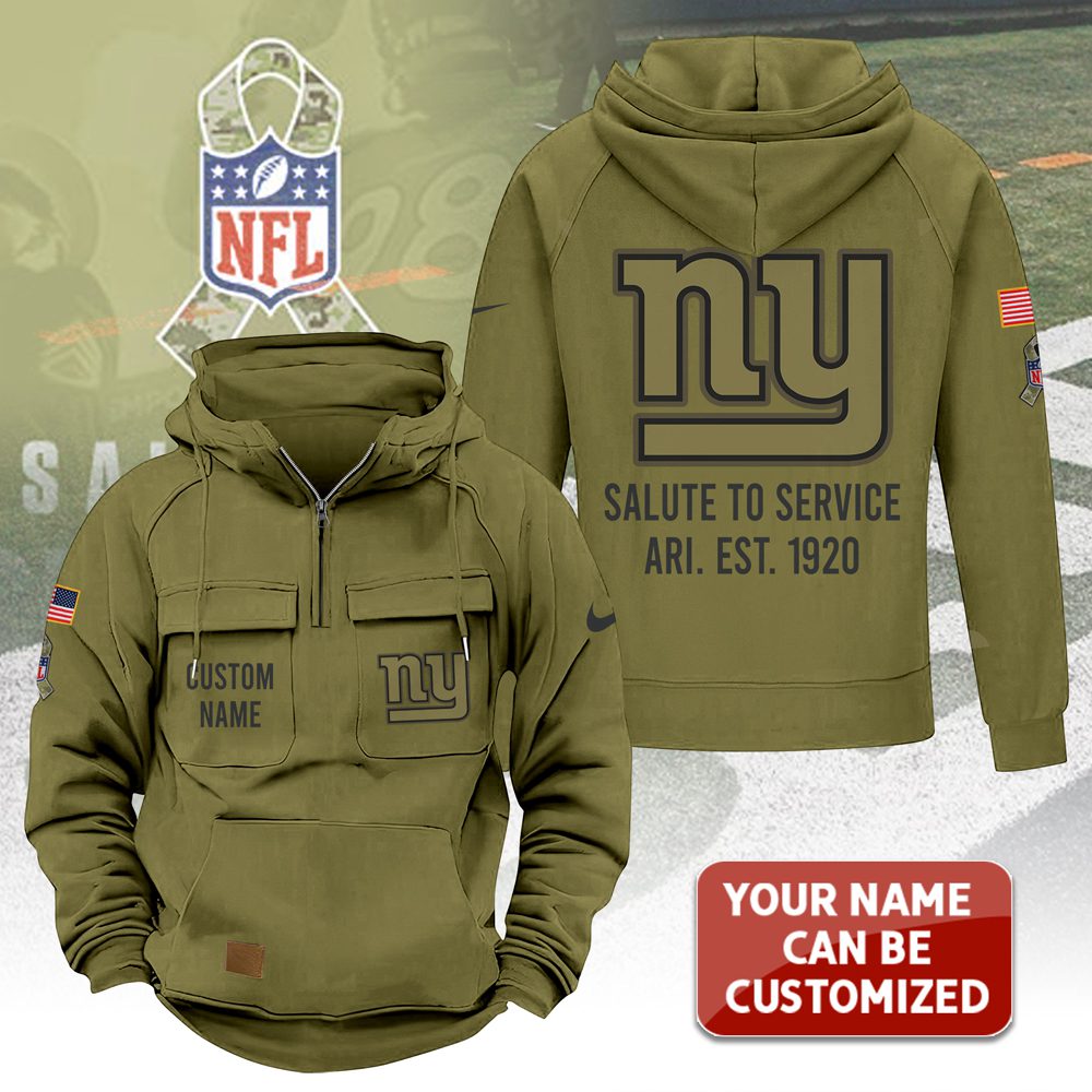 Personalized-New-York-Giants-2025-Salute-to-Service-Military-Green-Vintage-Quarter-Zip-Hoodie-1