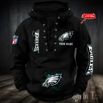 Philadelphia Eagles Hooded Lace-up Vintage Hoodie RETRO1089