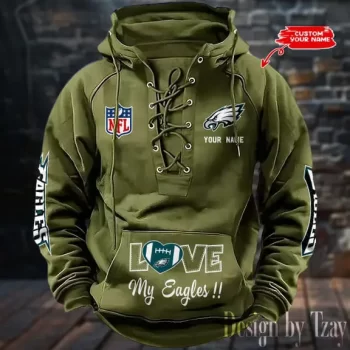 Philadelphia Eagles Hooded Lace-up Vintage Hoodie  RETRO1136