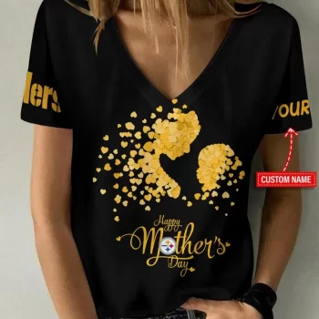 Pittsburgh Steelers Happy Mother's Day Summer Women V-neck T-shirt  VNT1407