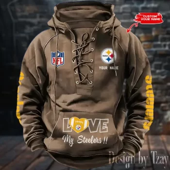 Pittsburgh Steelers Hooded Lace-up Vintage Hoodie  RETRO1137