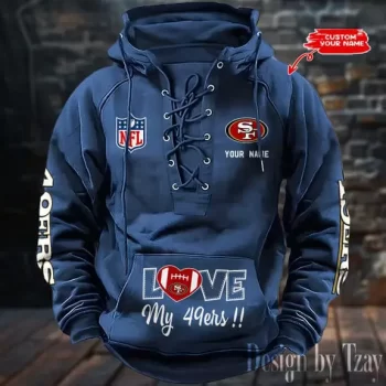 San Francisco 49ers Hooded Lace-up Vintage Hoodie  RETRO1138