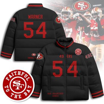 San Francisco 49ers Unisex Stand Collar Puffer Jacket - Black / Fred Warner - 54