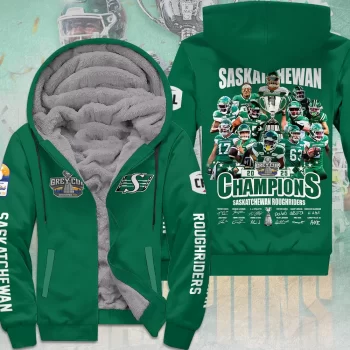Saskatchewan Roughriders 2025 Grey Cup Champions 3D Fleece Zip Hoodie NDT1282