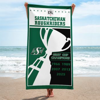 Saskatchewan Roughriders 2025 Grey Cup Champions Rectangle Beach Towel NDT1126