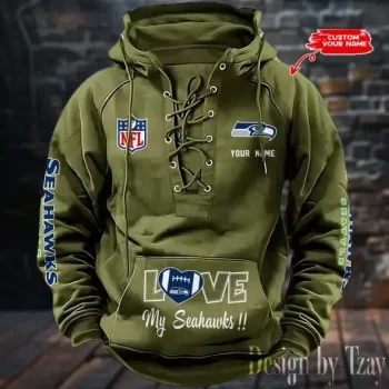 Seattle Seahawks Hooded Lace-up Vintage Hoodie  RETRO1126