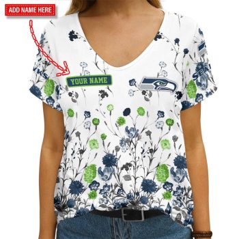 Seattle Seahawks Personalized V-neck Women T-shirt VNT1444