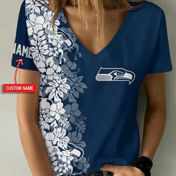 Seattle Seahawks Personalized V-neck Women T-shirt VNT1448