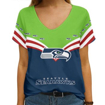Seattle Seahawks Personalized V-neck Women T-shirt VNT1451