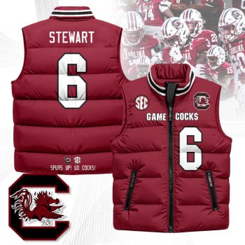South Carolina Gamecocks Unisex Puffer Vest Sleeveless Down Jacket- Garnet / Dylan Stewart - 6