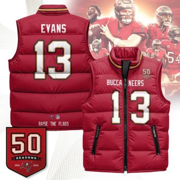 Tampa Bay Buccaneers Unisex Puffer Vest Sleeveless Down Jacket- Red / Mike Evans - 13