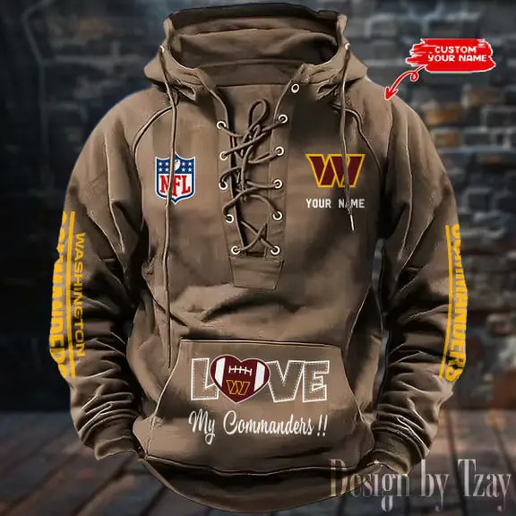 Washington-Commanders-Hooded-Lace-up-Vintage-Hoodie-RETRO1142 Washington Commanders Hooded Lace-up Vintage Hoodie RETRO1142