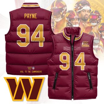 Washington Commanders Unisex Puffer Vest Sleeveless Down Jacket- Burgundy / Da'Ron Payne - 94
