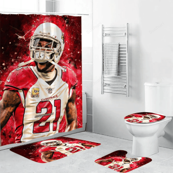 Arizona Cardinals Patrick Peterson 21 Waterproof Shower Curtain Non-Slip Toilet Lid Cover Bath Mat Bathroom Set BRS2935