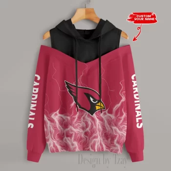Arizona Cardinals Slime Off Shoulder Hooded Sweatshirt For Women