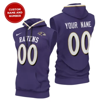 Baltimore Ravens Custom Name/Number Sleeveless Hoodies Player Hoodie