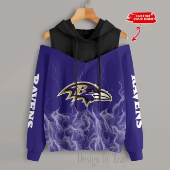 Baltimore Ravens Slime Off Shoulder Hooded Sweatshirt For Women