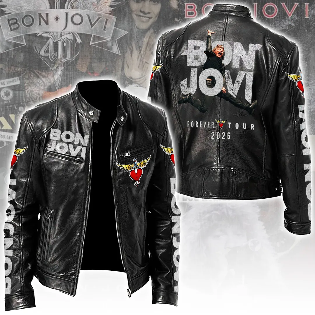 Stand-up Collar Leather Jacket