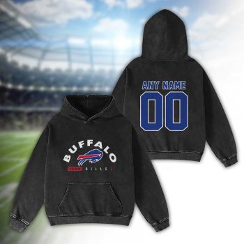 Buffalo Bills Established 2D Personalized Name/Number Washed Hoodie Vintage Hoodie