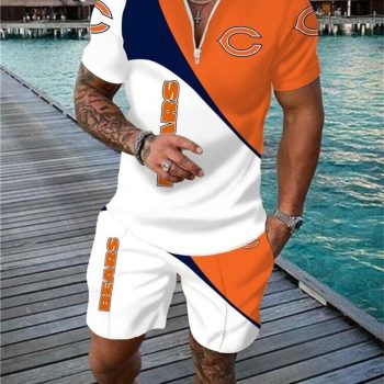 Chicago Bears Combo Zip Polo Shirt And Shorts For Men
