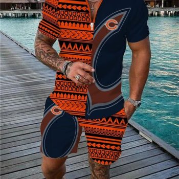 Chicago Bears Combo Zip Polo Shirt And Shorts For Men