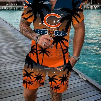 Chicago Bears Combo Zip Polo Shirt And Shorts For Men