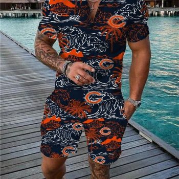 Chicago Bears Combo Zip Polo Shirt And Shorts For Men