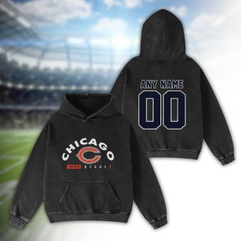 Chicago Bears Established 2D Personalized Name/Number Washed Hoodie Vintage Hoodie