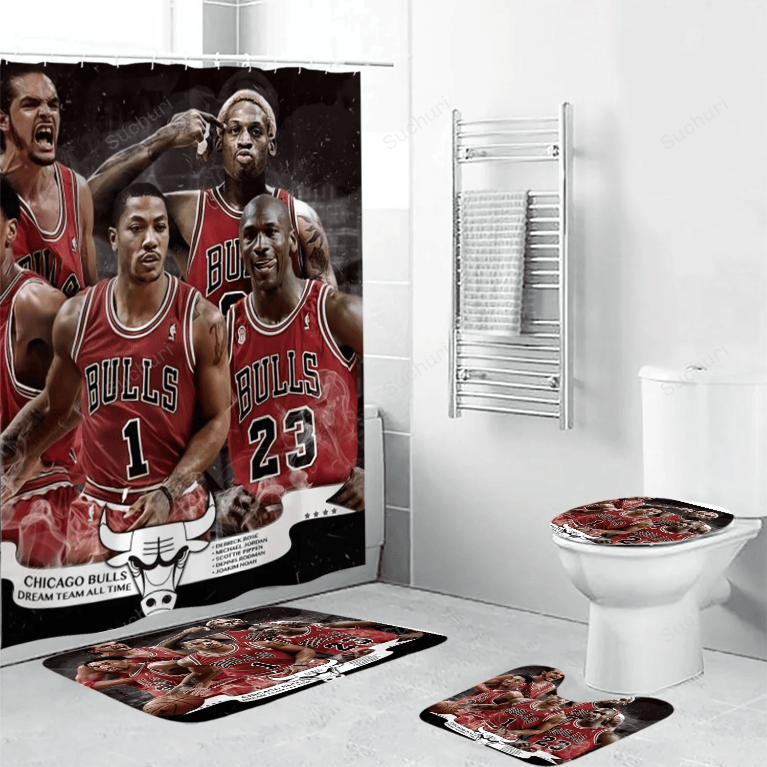 Chicago-Bulls-Players-v21-Waterproof-Shower-Curtain-Non-Slip-Toilet-Lid-Cover-Bath-Mat-Bathroom-Set-BRS3165 Chicago Bulls Players v21 Waterproof Shower Curtain Non-Slip Toilet Lid Cover Bath Mat Bathroom Set BRS3165