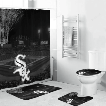 Chicago White Sox Logos Stadium Background 3D Bathroom Sets With Waterproof Shower Curtains And Bath Mat Sets BRS2958