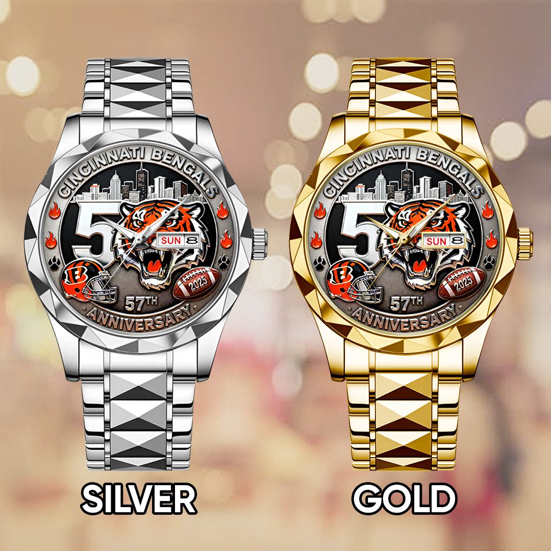 Cincinnati-Bengals-57th-Anniversary-2025-Alloy-Luxury-Quartz-Watch-GNW1249-2