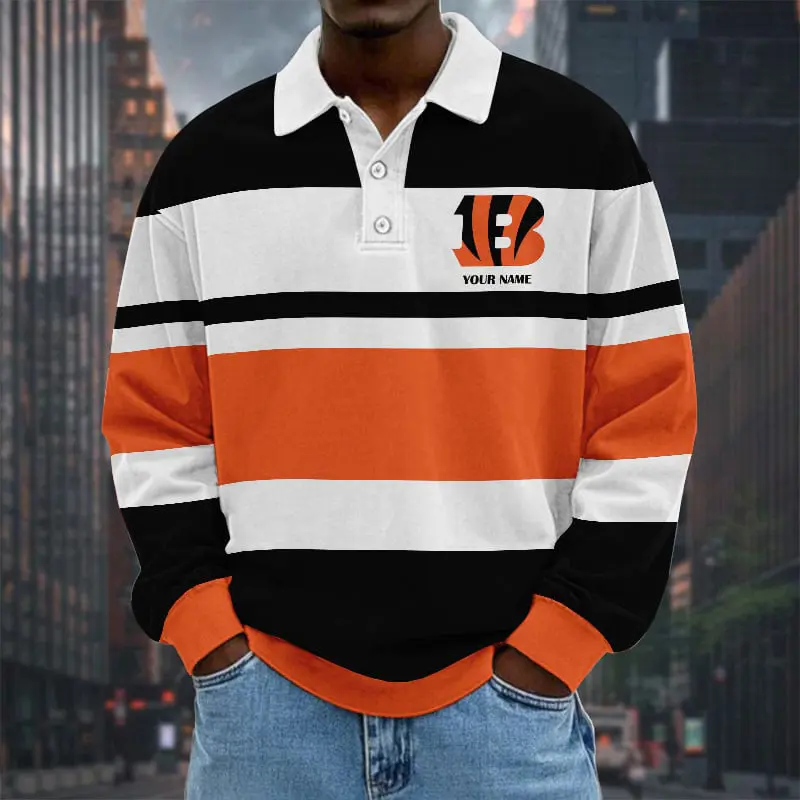 Cincinnati-Bengals-NFL-Collar-Sweatshirt-Custom-Name-Gift-For-Fan Cincinnati Bengals NFL Collar Sweatshirt Custom Name Gift For Fan