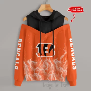 Cincinnati Bengals Slime Off Shoulder Hooded Sweatshirt For Women