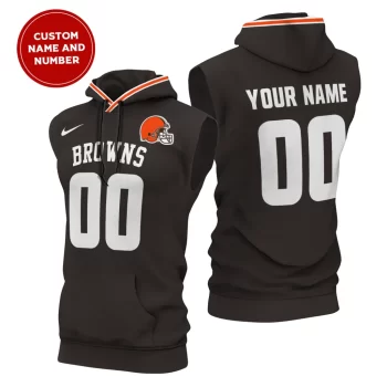 Cleveland Browns Custom Name/Number Sleeveless Hoodies Player Hoodie