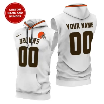 Cleveland Browns Custom Name/Number Sleeveless Hoodies Player Hoodie