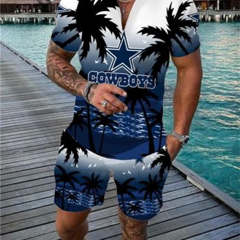 Dallas Cowboys Combo Zip Polo Shirt And Shorts For Men