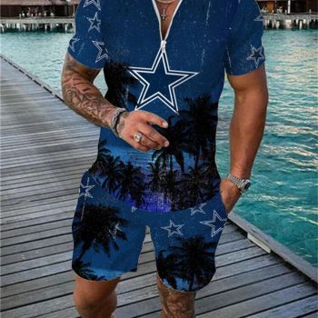Dallas Cowboys Combo Zip Polo Shirt And Shorts For Men