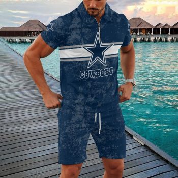 Dallas Cowboys Combo Zip Polo Shirt And Shorts For Men