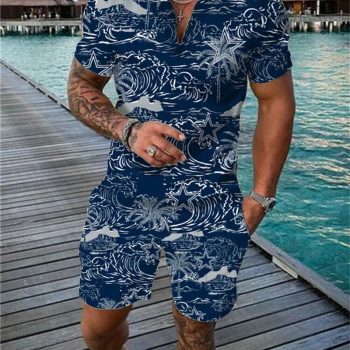 Dallas Cowboys Combo Zip Polo Shirt And Shorts For Men
