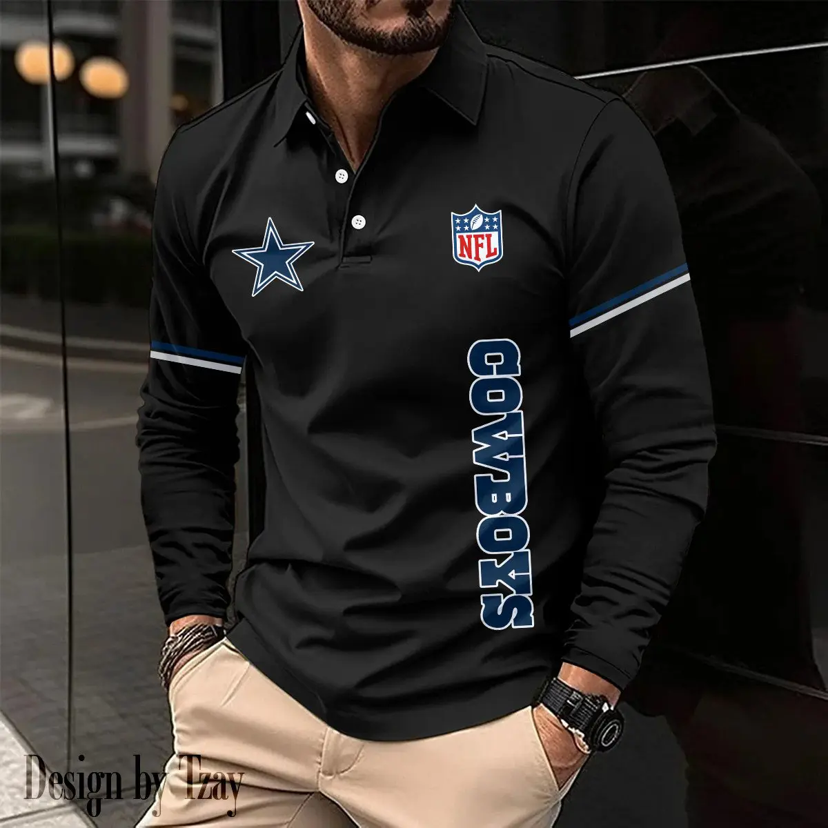 Dallas-Cowboys-Long-Sleeve-Polo-Shirt Dallas Cowboys Long Sleeve Polo Shirt